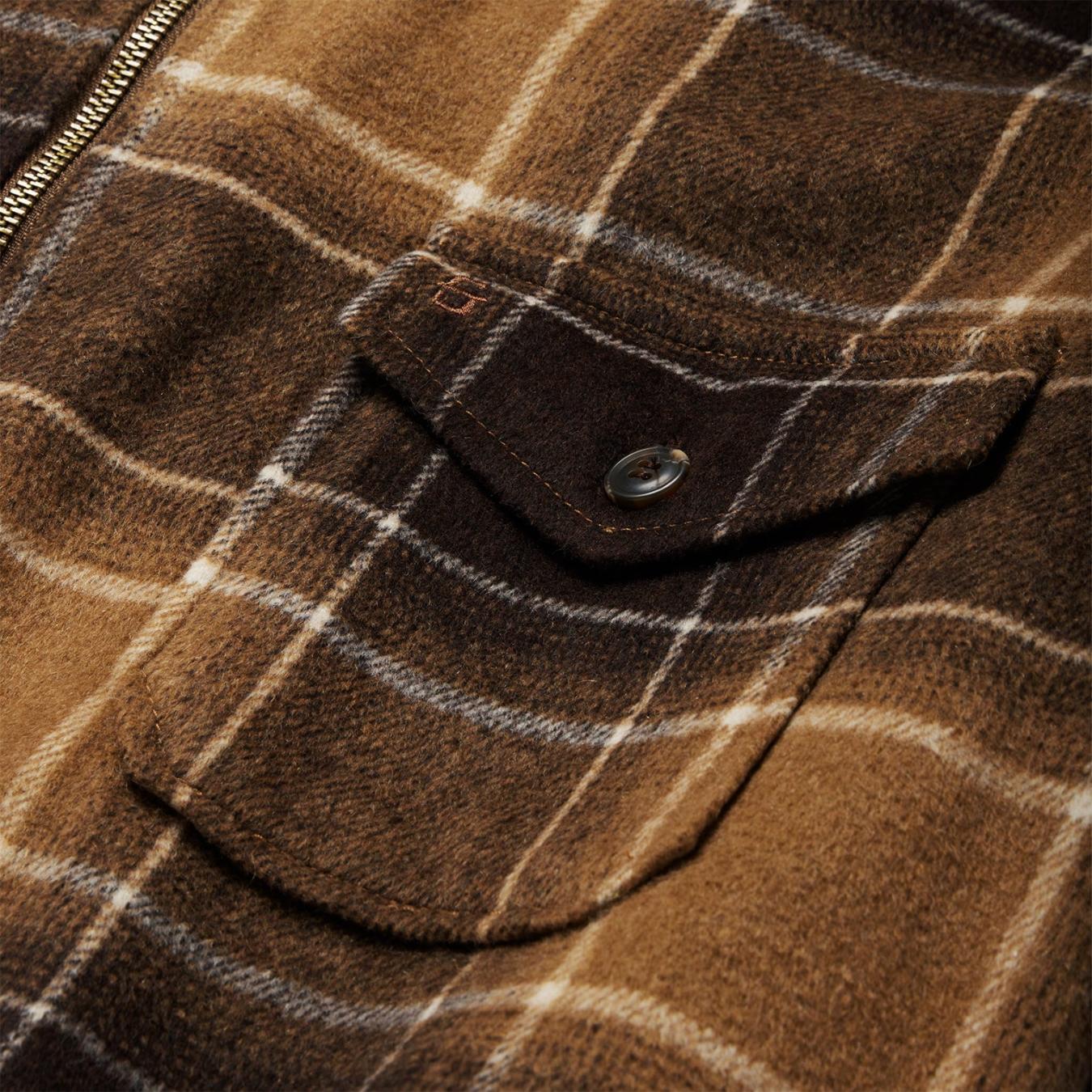 Men Flannel Shirts Stetson Brown Plaid Western Coat Brown