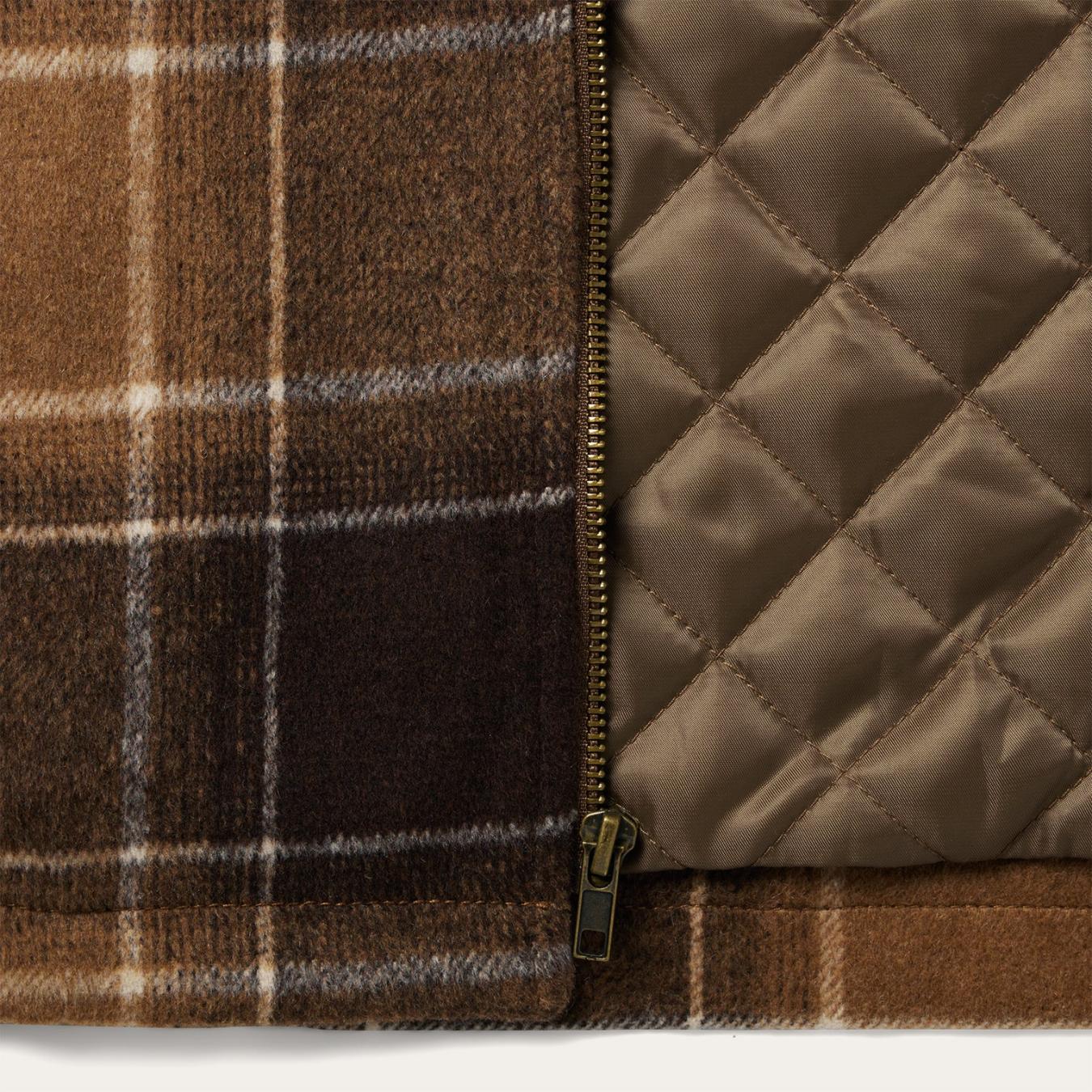 Men Flannel Shirts Stetson Brown Plaid Western Coat Brown