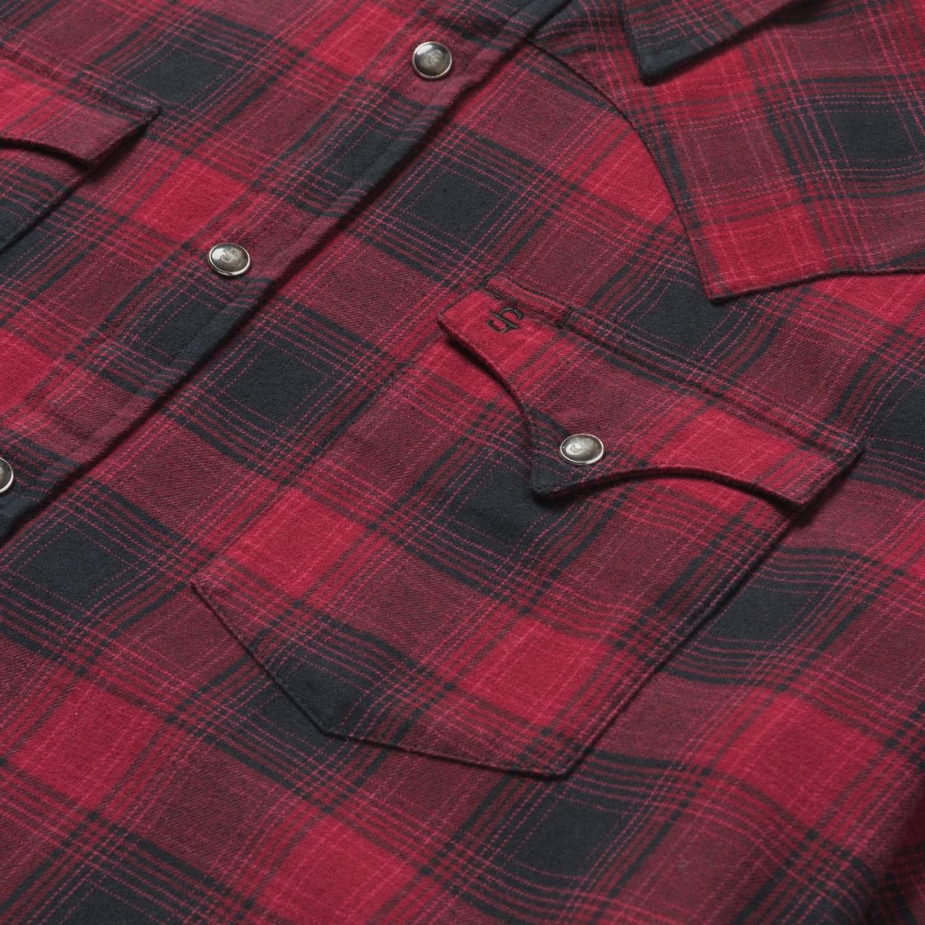 Men Flannel Shirts Stetson Brushed Twill Plaid Shirt Black