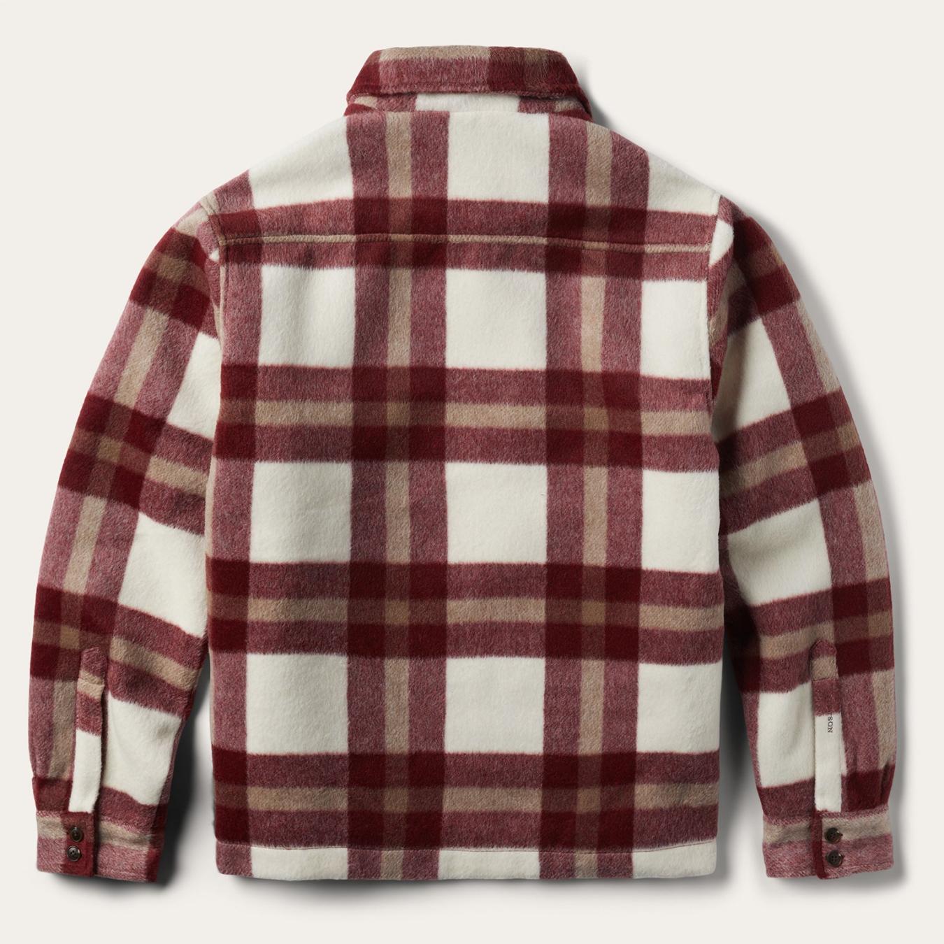 Men Flannel Shirts Stetson Plaid Lined Jac-Shirt Red