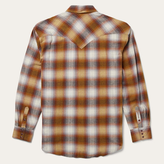 Men Flannel Shirts Stetson Rust Plaid Flannel Western Shirt Brown