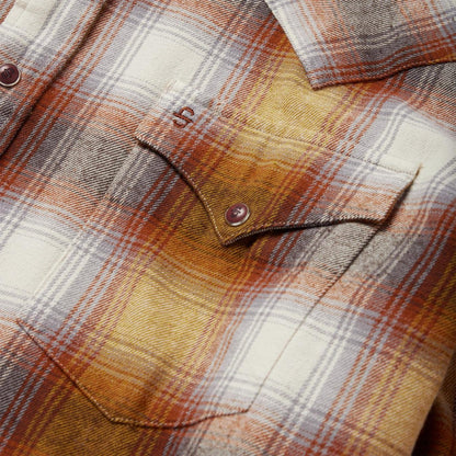 Men Flannel Shirts Stetson Rust Plaid Flannel Western Shirt Brown