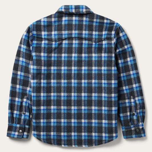 Men Jackets Stetson Blue Plaid Quilted Shirt Jacket Blue