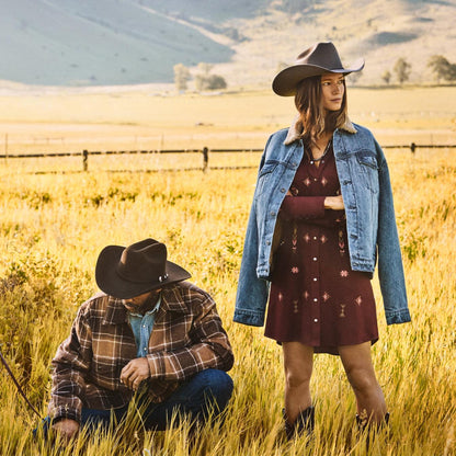 Men Jackets Stetson Brown Plaid Western Coat Brown