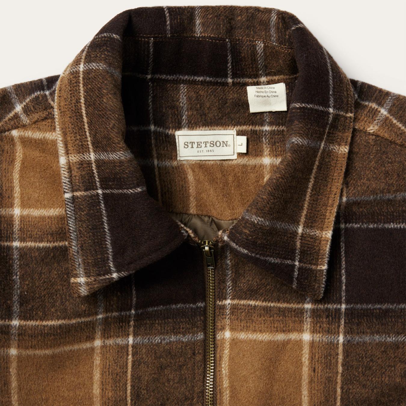 Men Jackets Stetson Brown Plaid Western Coat Brown