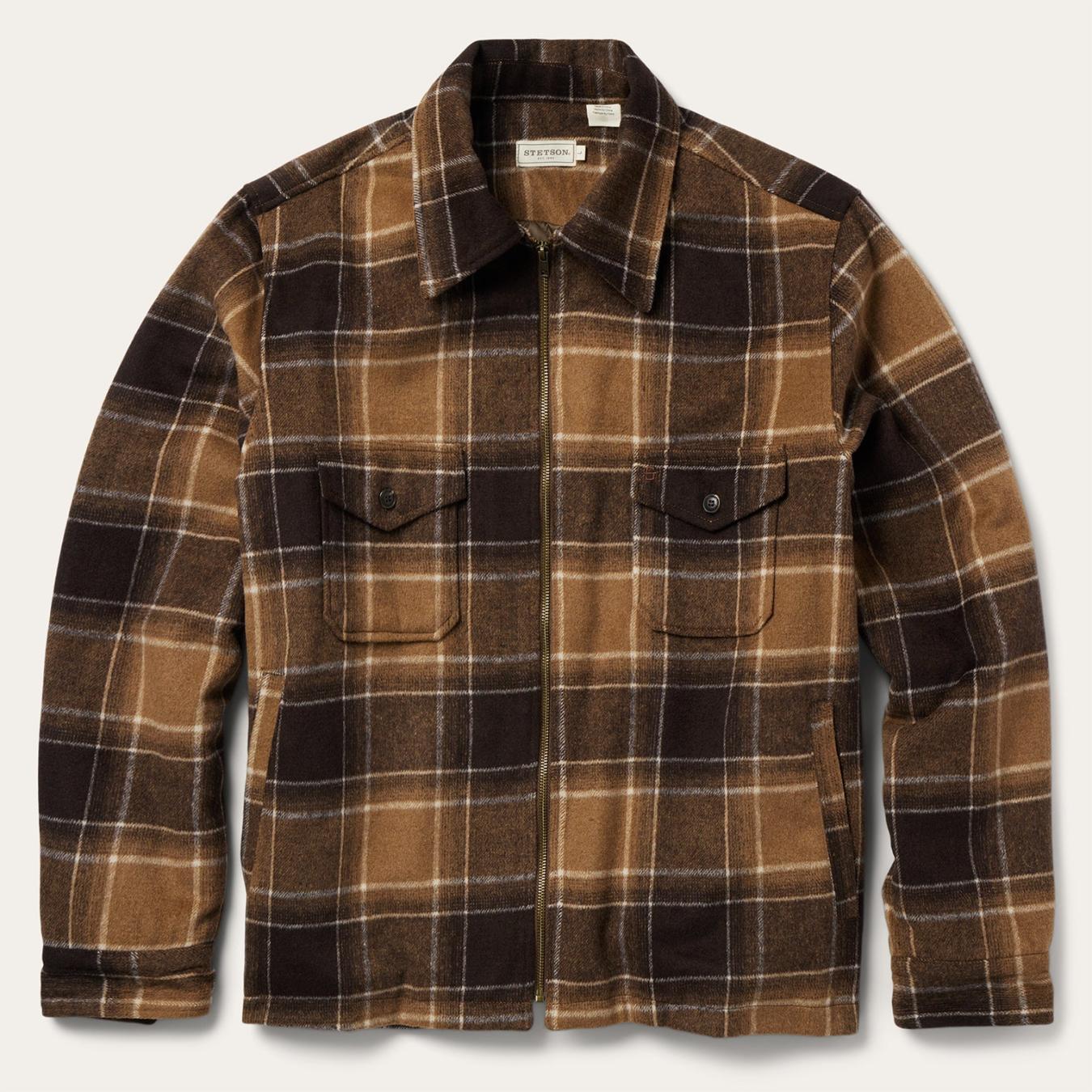 Men Jackets Stetson Brown Plaid Western Coat Brown