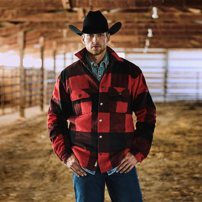 Men Jackets Stetson Buffalo Plaid Western Coat Red