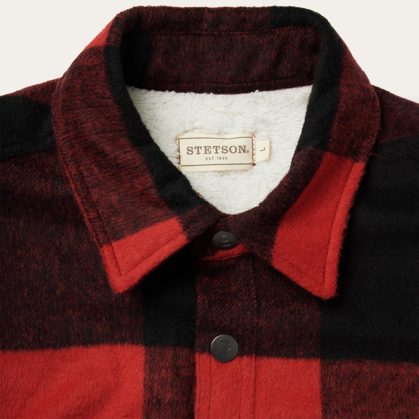 Men Jackets Stetson Buffalo Plaid Western Coat Red