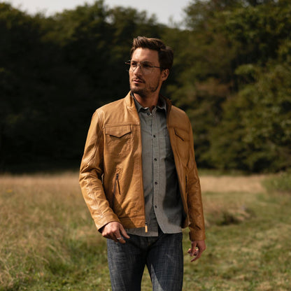 Men Jackets Stetson Butter Soft Distressed Leather Jacket Brown