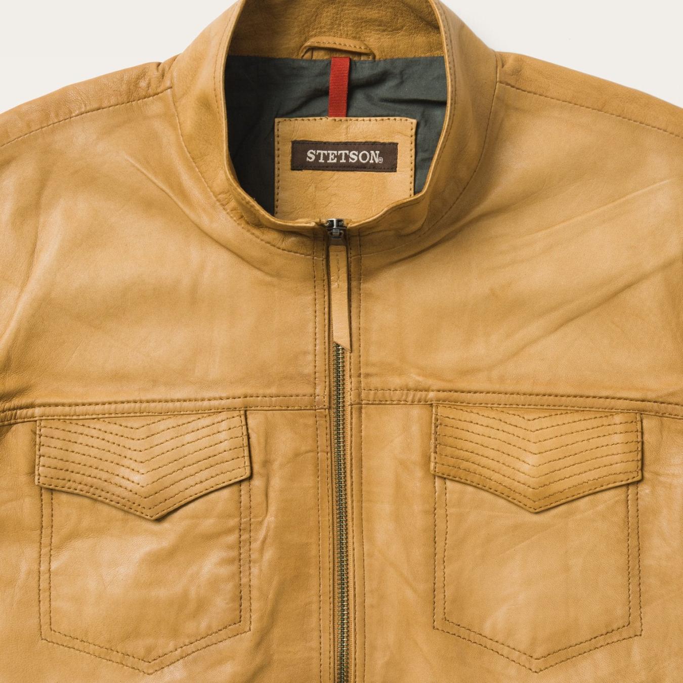 Men Jackets Stetson Butter Soft Distressed Leather Jacket Brown