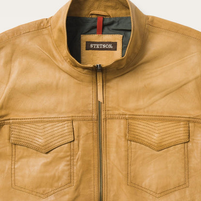 Men Jackets Stetson Butter Soft Distressed Leather Jacket Brown