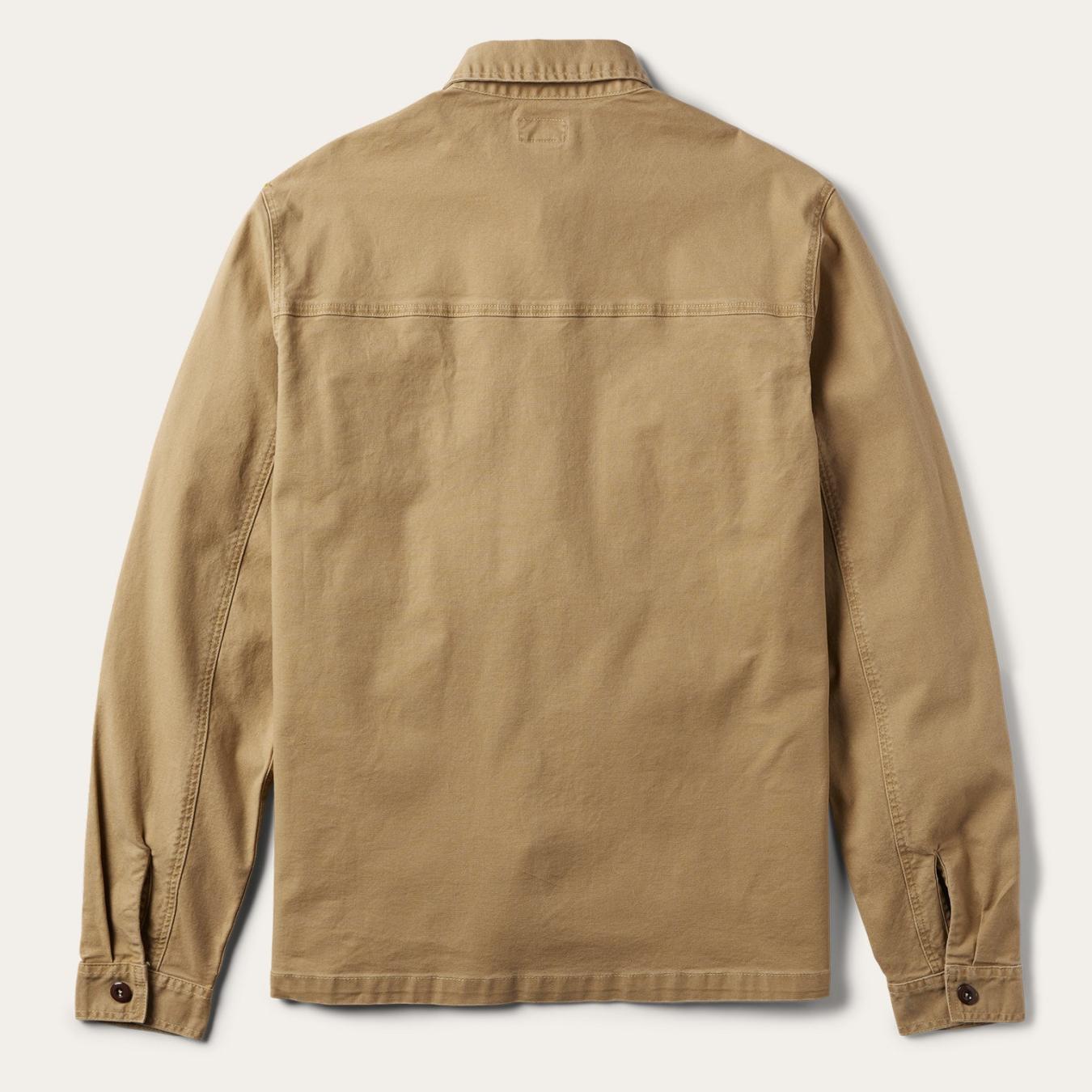 Men Jackets Stetson Camel Stretch Canvas Shirt Jacket Brown