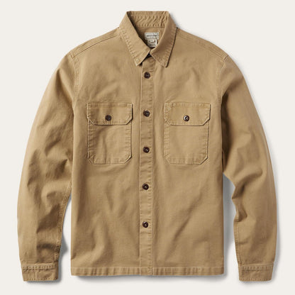 Men Jackets Stetson Camel Stretch Canvas Shirt Jacket Brown