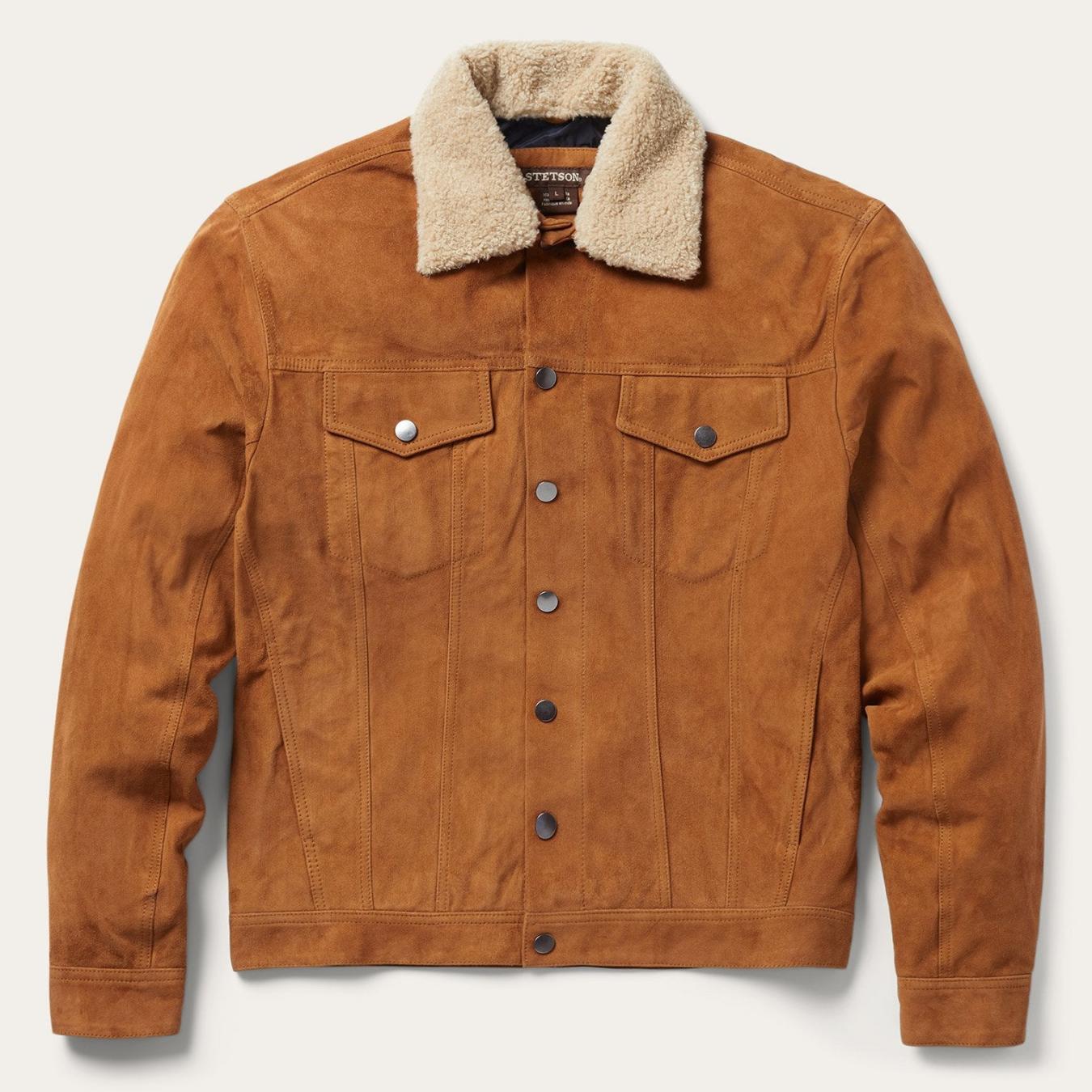 Men Jackets Stetson Classic Suede Jacket Tan