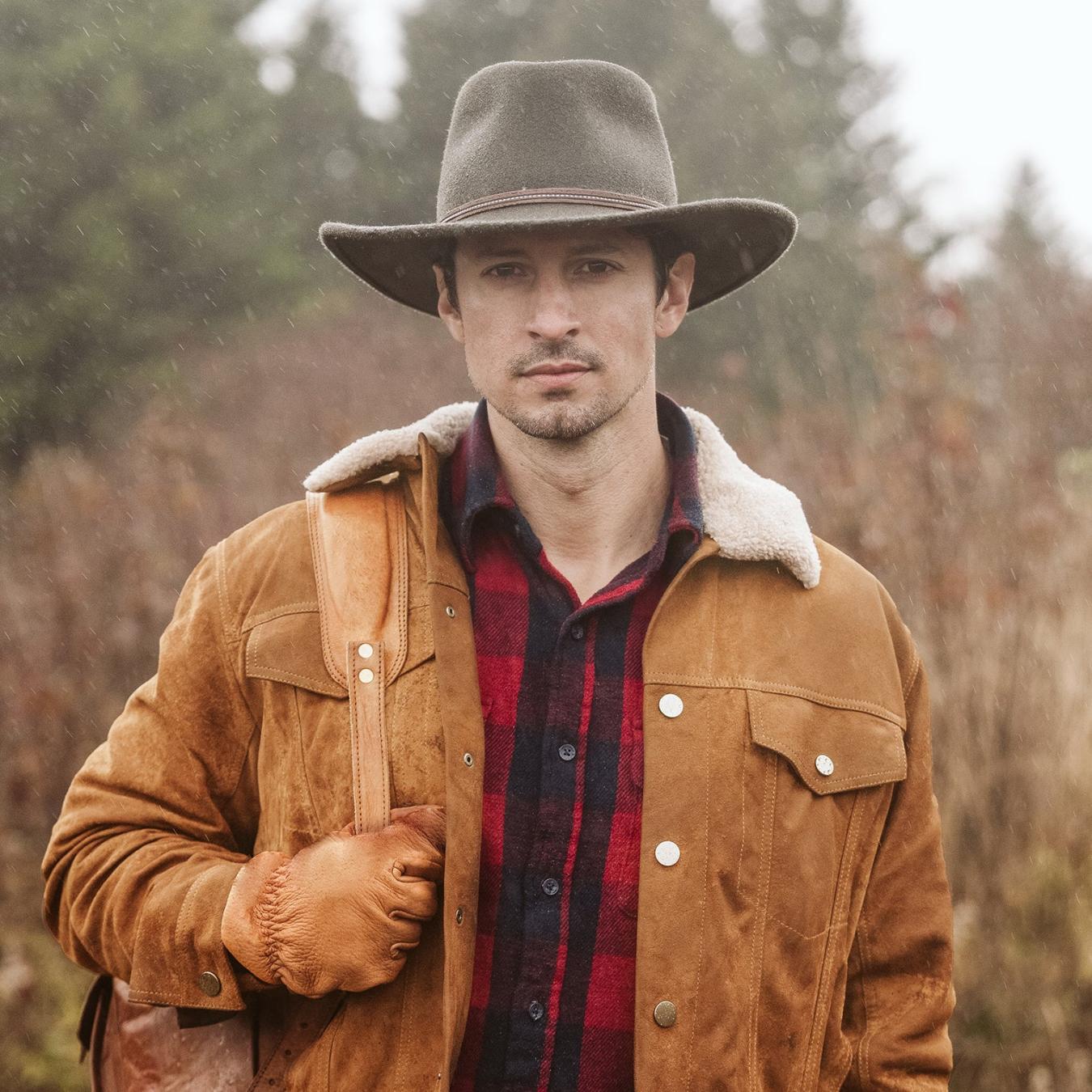 Men Jackets Stetson Classic Suede Jacket Tan