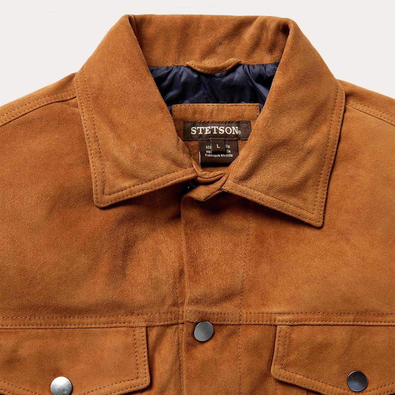 Men Jackets Stetson Classic Suede Jacket Tan