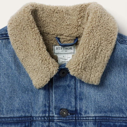 Men Jackets Stetson Denim Sherpa Jacket Blue