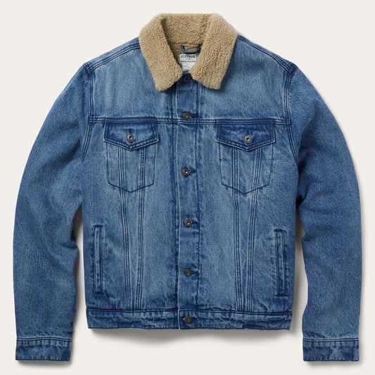 Men Jackets Stetson Denim Sherpa Jacket Blue