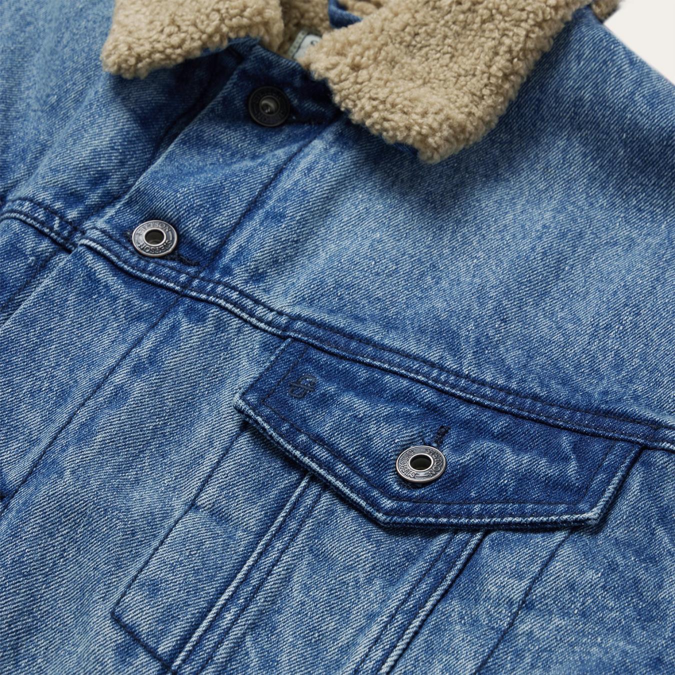 Men Jackets Stetson Denim Sherpa Jacket Blue