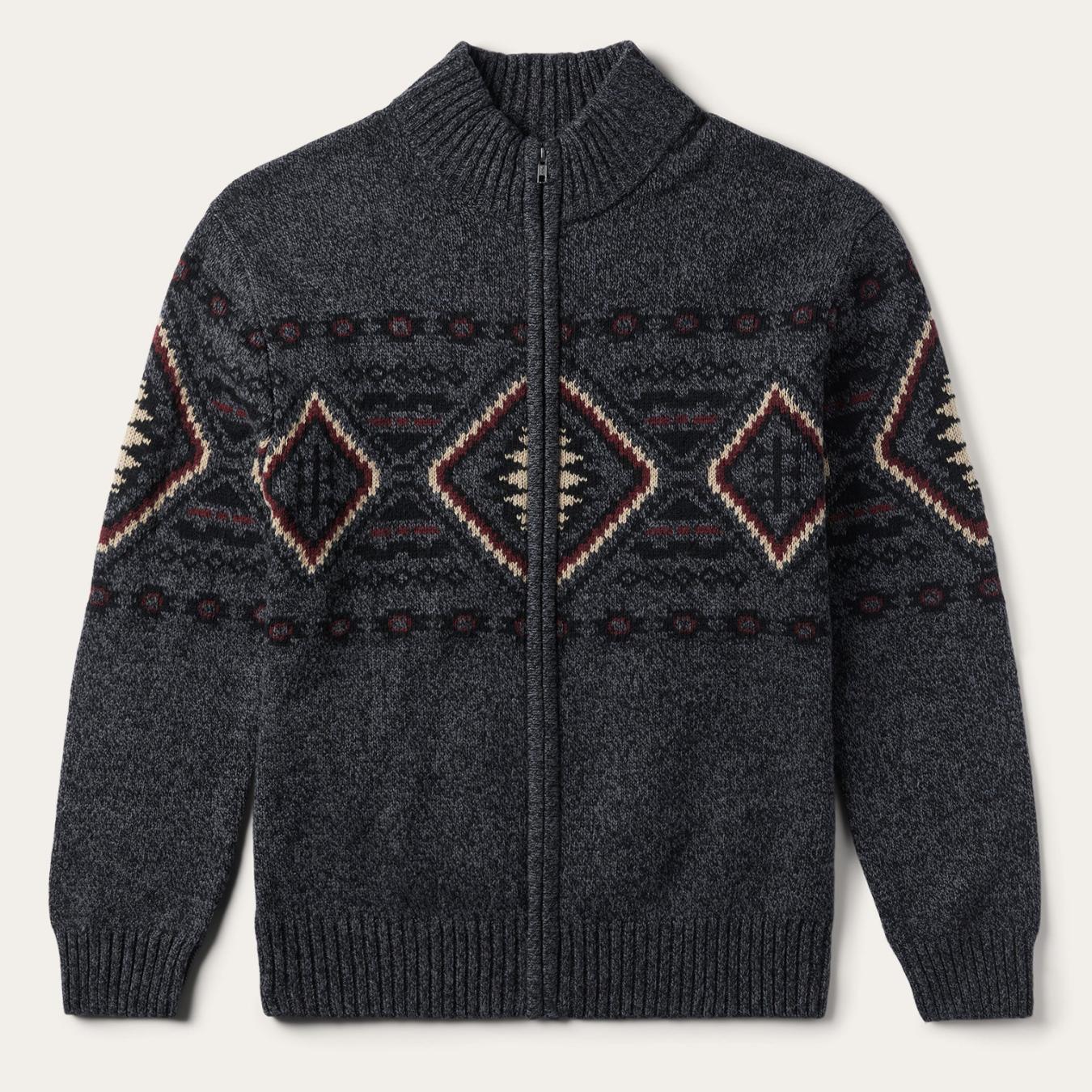 Men Jackets Stetson Horizontal Aztec Cardigan Grey
