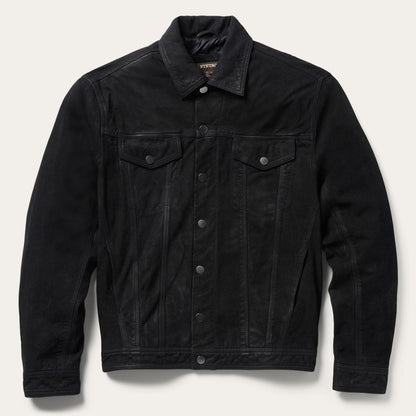 Men Jackets Stetson Leather Jean Jacket Black