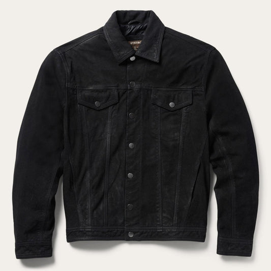 Men Jackets Stetson Leather Jean Jacket Black