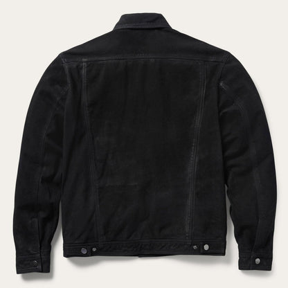 Men Jackets Stetson Leather Jean Jacket Black