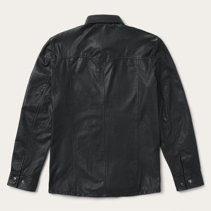 Men Jackets Stetson Leather Western Shirt Jacket Black