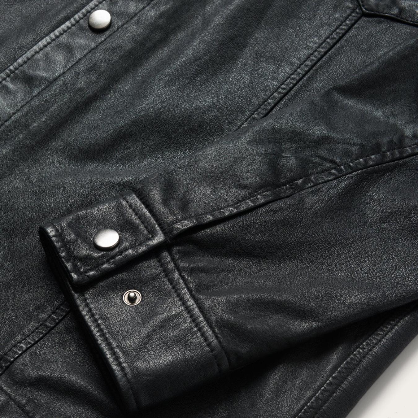 Men Jackets Stetson Leather Western Shirt Jacket Black