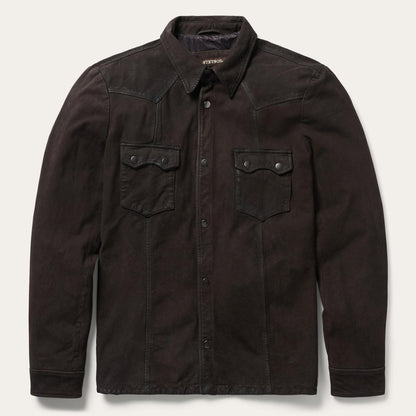 Men Jackets Stetson Leather Western Shirt Jacket Brown
