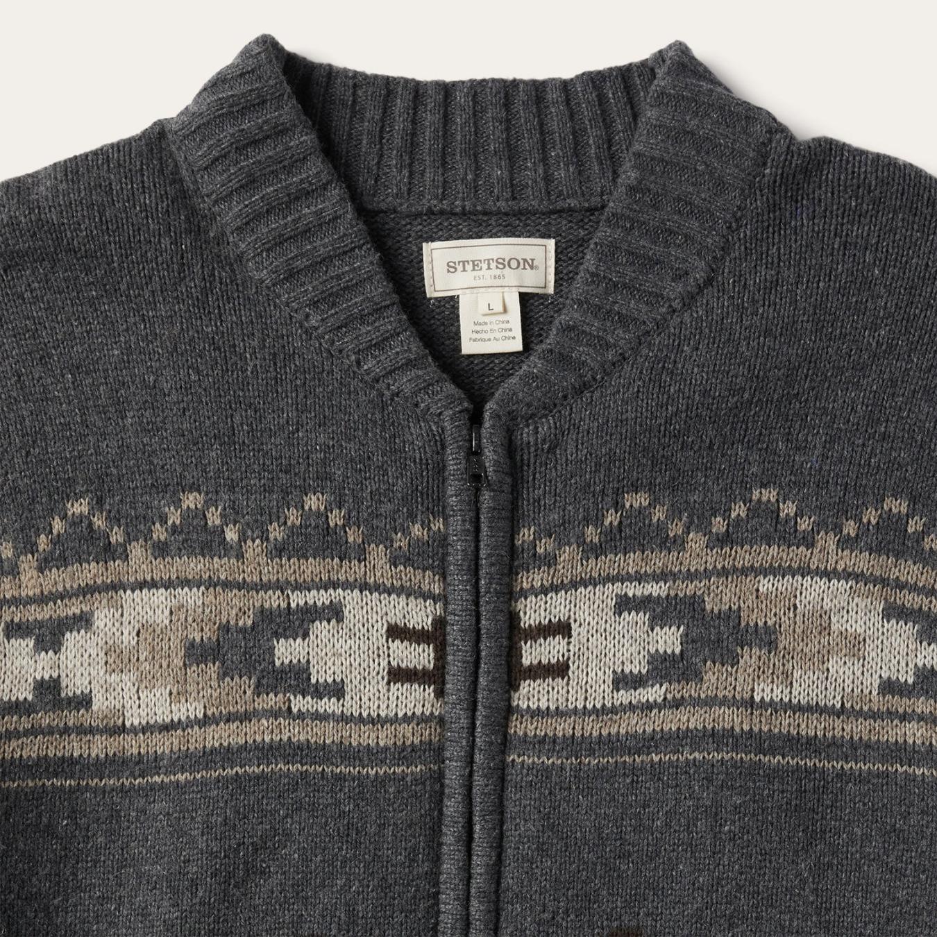 Men Jackets Stetson Longhorn Cardigan Grey