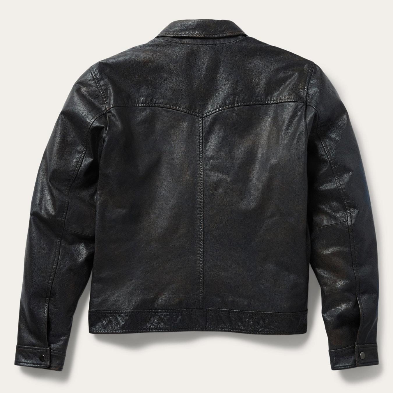 Men Jackets Stetson Snap Front Leather Jacket Brown