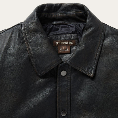 Men Jackets Stetson Snap Front Leather Jacket Brown
