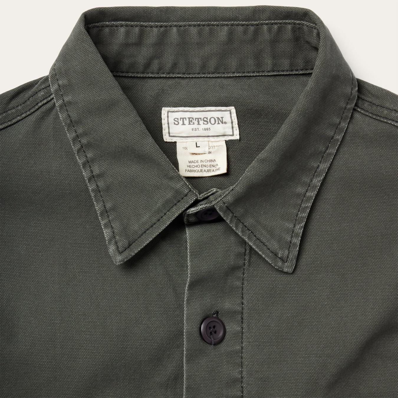 Men Jackets Stetson Stretch Canvas Jac-Shirt Green