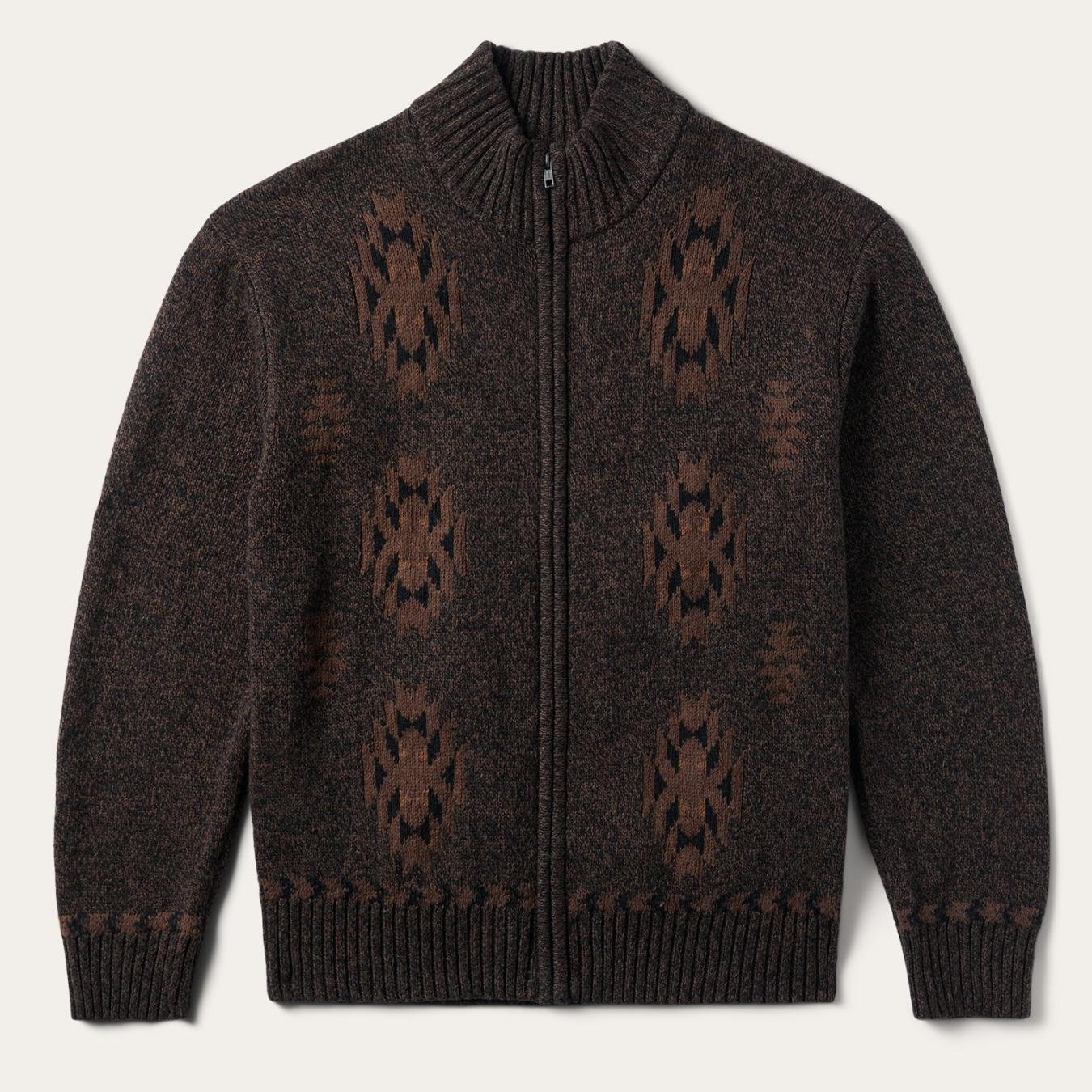 Men Jackets Stetson Vertical Aztec Cardigan Brown