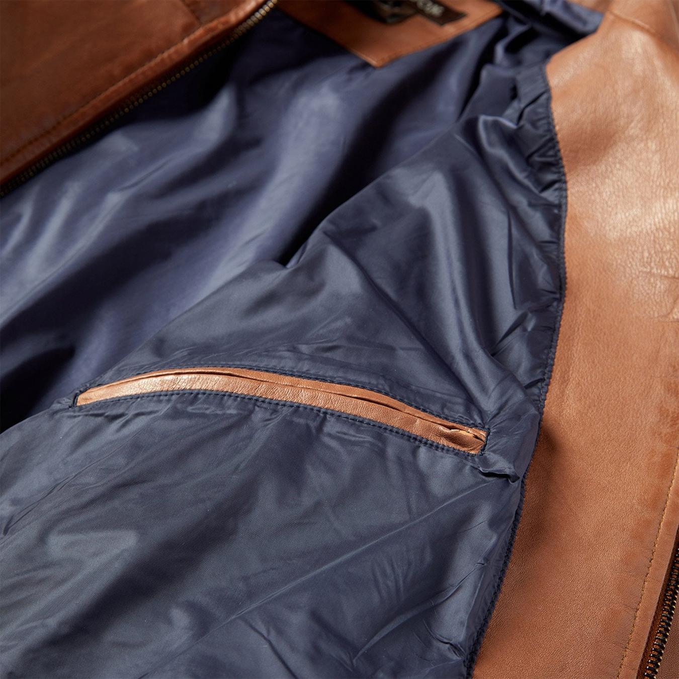 Men Jackets Stetson Zip-Front Lightweight Leather Jacket Brown