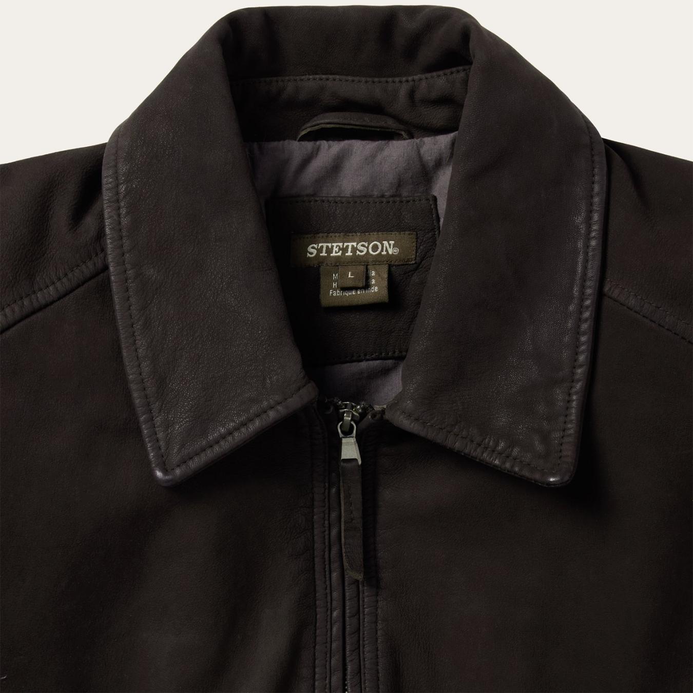 Men Jackets Stetson Zip Front Suede Leather Jacket Brown
