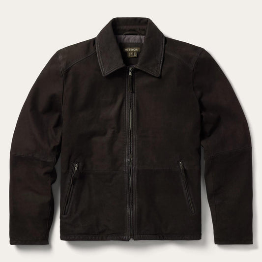 Men Jackets Stetson Zip Front Suede Leather Jacket Brown