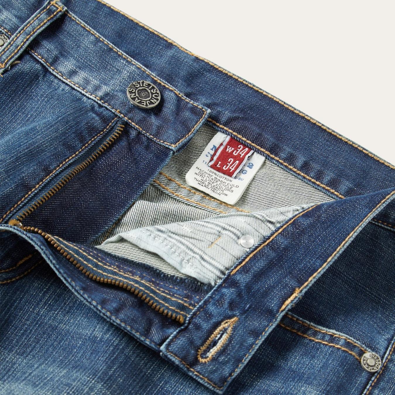 Men Modern Cut Stetson 1312 Modern Fit Jeans Blue