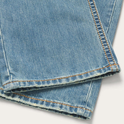 Men Modern Cut Stetson 1520 Fit Light Wash Jeans With Tacking Blue