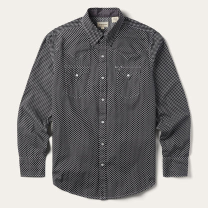 Men Modern Cut Stetson Black Diamond Shirt Black