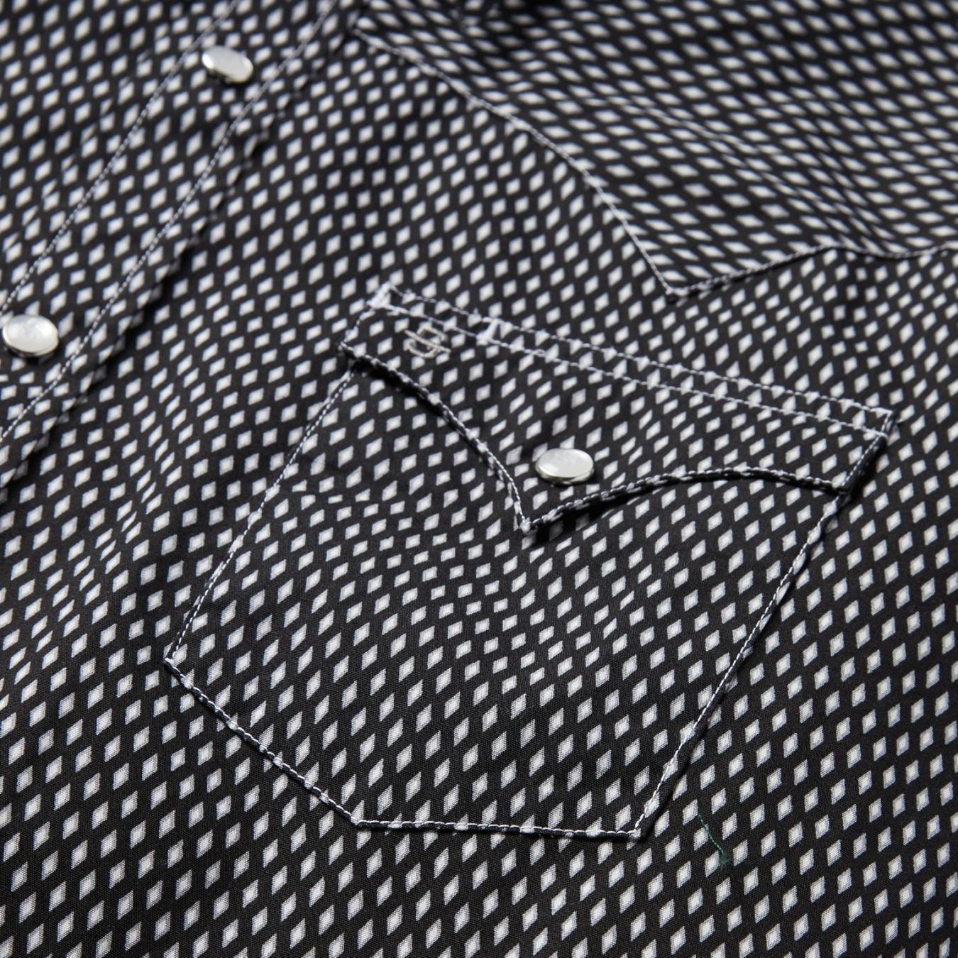 Men Modern Cut Stetson Black Diamond Shirt Black