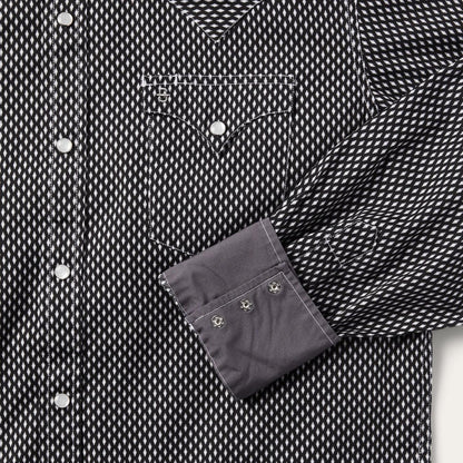Men Modern Cut Stetson Black Diamond Shirt Black
