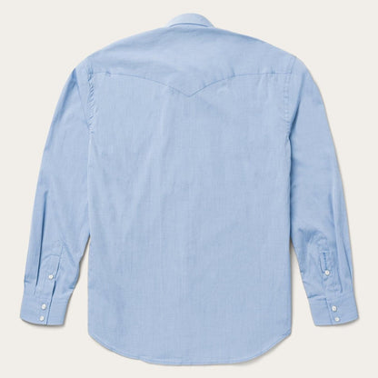 Men Modern Cut Stetson Blue End On End Solid Shirt Blue