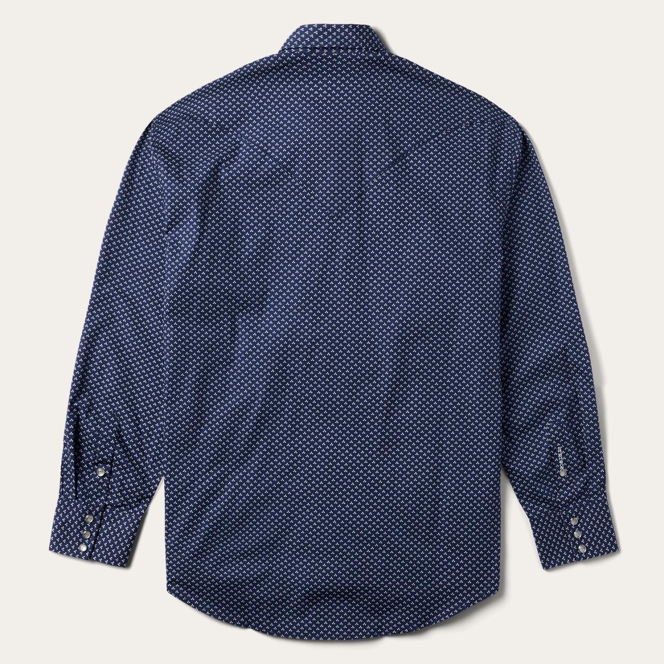 Men Modern Cut Stetson Blue Polaris Geo Print Western Shirt Blue