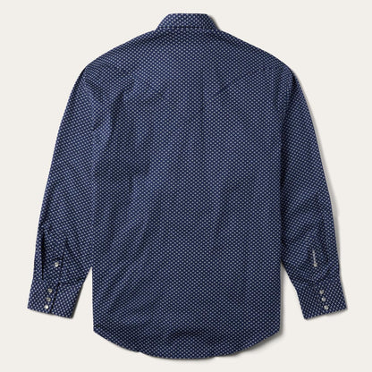 Men Modern Cut Stetson Blue Polaris Geo Print Western Shirt Blue