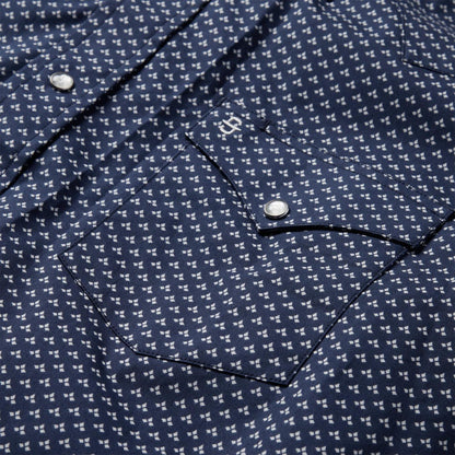 Men Modern Cut Stetson Blue Polaris Geo Print Western Shirt Blue