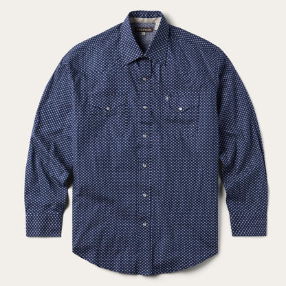 Men Modern Cut Stetson Blue Polaris Geo Print Western Shirt Blue