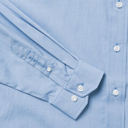 Men Modern Cut Stetson Blue Solid One-Pocket Snap-Front Shirt Blue