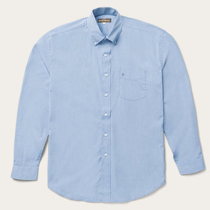Men Modern Cut Stetson Blue Solid One-Pocket Snap-Front Shirt Blue